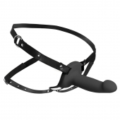 Черный полый страпон с вибрацией 2’’ Erection 28X Smooth Vibrating Silicone Penis Sheath - XR Brands - купить с доставкой в Реутове