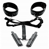 Черная бондажная система Acquire Easy Access Thigh Harness with Wrist Cuffs - XR Brands - купить с доставкой в Реутове