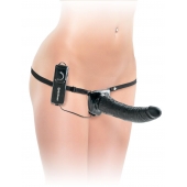 Черный страпон с вагинальной пробкой Deluxe Vibrating Penetrix Strap-On - 19 см. - Pipedream - купить с доставкой в Реутове