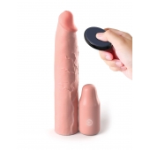 Телесная вибронасадка на член 3  Vibrating Mega X-tension with Remote - 22,9 см. - Pipedream - в Реутове купить с доставкой