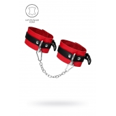 Красно-черные мягкие оковы с одним ремешком и люверсами - Pecado - купить с доставкой в Реутове