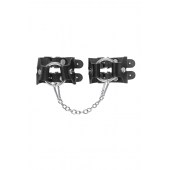 Черные кожаные наручники-браслеты из двух ремешков - Pecado - купить с доставкой в Реутове