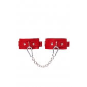 Красные кожаные узкие оковы со скруглёнными углами - Pecado - купить с доставкой в Реутове