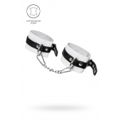 Бело-черные мягкие оковы с одним ремешком и люверсами - Pecado - купить с доставкой в Реутове