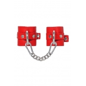 Красные мягкие кожаные наручники с люверсами - Pecado - купить с доставкой в Реутове