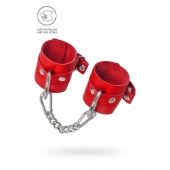 Красные мягкие кожаные наручники с люверсами - Pecado - купить с доставкой в Реутове