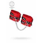 Красно-черные мягкие оковы с двумя ремешками с люверсами - Pecado - купить с доставкой в Реутове