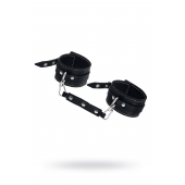 Черные двухслойные кожаные оковы с белой строчкой - Pecado - купить с доставкой в Реутове