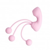 Розовый вакуумный стимулятор клитора с вагинальными виброшариками - Youvic