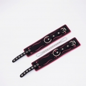 Черно-розовые кожаные оковы с розовой строчкой - Crazy Handmade - купить с доставкой в Реутове