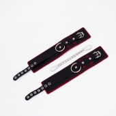 Черно-красные оковы с красной строчкой Sex - Crazy Handmade - купить с доставкой в Реутове