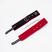 Черно-красные оковы с красной строчкой Sex - Crazy Handmade - купить с доставкой в Реутове