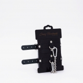 Черные кожаные оковы с хромированной фурнитурой - Crazy Handmade - купить с доставкой в Реутове