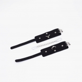 Черные кожаные оковы с хромированной фурнитурой - Crazy Handmade - купить с доставкой в Реутове