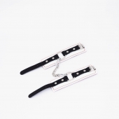 Бело-красные кожаные наручники - Crazy Handmade - купить с доставкой в Реутове