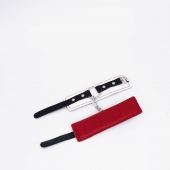 Бело-красные кожаные наручники - Crazy Handmade - купить с доставкой в Реутове