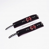 Черные кожаные оковы с красным декором и строчкой - Crazy Handmade - купить с доставкой в Реутове