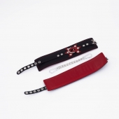 Черные кожаные оковы с красным декором и строчкой - Crazy Handmade - купить с доставкой в Реутове