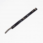 Черный кожаный ошейник с золотистой фурнитурой - Crazy Handmade - купить с доставкой в Реутове