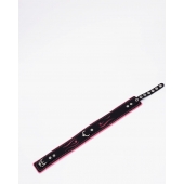 Черно-розовый кожаный ошейник с розовой строчкой - Crazy Handmade - купить с доставкой в Реутове