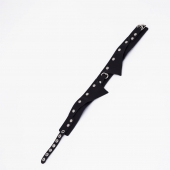 Черный однослойный кожаный ошейник с имитацией воротничка - Crazy Handmade - купить с доставкой в Реутове