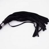 Черный кожаный флоггер со стальной ручкой - 45 см. - Crazy Handmade - купить с доставкой в Реутове