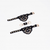 Черные наручники с золотистой фурнитурой - Crazy Handmade - купить с доставкой в Реутове