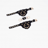 Черные наручники с золотистой фурнитурой - Crazy Handmade - купить с доставкой в Реутове