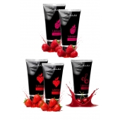 Набор из 5 съедобных лубрикантов JUJU (клубника х 2, малина х 2, вишня) - JuJu - купить с доставкой в Реутове