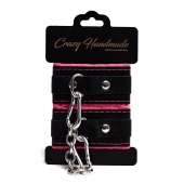 Черно-розовые скругленные наручники с мягкой подкладкой - Crazy Handmade - купить с доставкой в Реутове