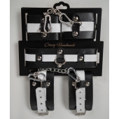 Набор фиксаторов из черной и белой натуральной кожи - Crazy Handmade - купить с доставкой в Реутове