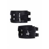 Черные кожаные оковы с двумя перекрёстными ремешками - Pecado - купить с доставкой в Реутове