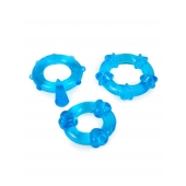 Набор из 3 синих эрекционных колец с различным рельефом - Erowoman-Eroman - в Реутове купить с доставкой