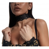 Черный ажурный чокер с золотистой фурнитурой - Crazy Handmade - купить с доставкой в Реутове