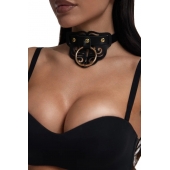 Черный чокер с клепками и золотистой фурнитурой - Crazy Handmade - купить с доставкой в Реутове