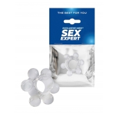 Прозрачное эрекционное кольцо с 6 стимулирующими шариками - Sex Expert - в Реутове купить с доставкой