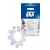 Прозрачное эрекционное кольцо со стимулирующими шариками - Sex Expert - в Реутове купить с доставкой