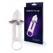 Эластичная насадка на пенис с подхватом мошонки и стимулирующими «ресничками» - Sextaz - в Реутове купить с доставкой