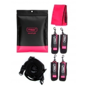 Черно-розовый эротический набор: фиксатор, оковы, наручники, повязка - Erokay - купить с доставкой в Реутове