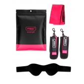 Черно-розовый эротический набор: маска, наручники и повязка - Erokay - купить с доставкой в Реутове