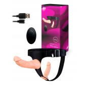 Женский страпон с 2 насадками, вибрацией и пультом ДУ - Erowoman-Eroman - купить с доставкой в Реутове