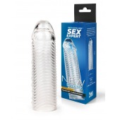 Прозрачная закрытая насадка на пенис с ребрышками - 16 см. - Sex Expert - в Реутове купить с доставкой