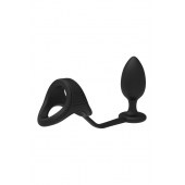 Черное эрекционное кольцо с анальной пробкой Cockstrap With Anal Plug - Dream Toys - в Реутове купить с доставкой