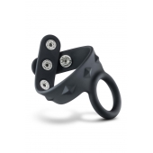 Черное эрекционное кольцо с подхватом мошонки на кнопках VS6 - Blush Novelties - в Реутове купить с доставкой