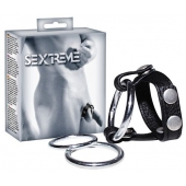 Подхват для мошонки с 3 съемными эрекционными кольцами Leder-Riemen - Orion - в Реутове купить с доставкой
