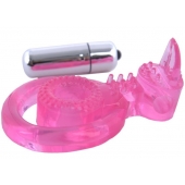 Розовая вибронасадка со стимулятор клитора   Язычок - Toyfa Basic - в Реутове купить с доставкой