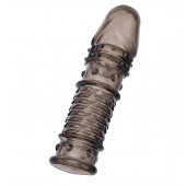 Дымчатая закрытая насадка ToyFa XLover с чешуйками и пупырышками - 13,5 см. - ToyFa - в Реутове купить с доставкой