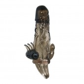 Дымчатая удлиняющая насадка с вибрацией и отростком для преданусного массажа - Baile - в Реутове купить с доставкой