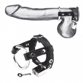 Утяжка на пенис на замочке Duo Cock And Ball Lock - BlueLine - купить с доставкой в Реутове