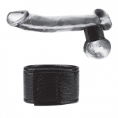 Чёрная утяжка на мошонку 1  Velcro Ball Stretcher - BlueLine - купить с доставкой в Реутове